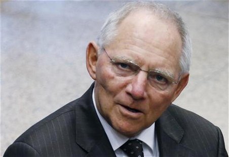 Germany's Finance Minister Wolfgang Schaeuble arrives at a euro zone finance ministers meeting in Brussels November 26, 2012. REUTERS/Franco Germany's Finance Minister Wolfgang Schaeuble arrives at a euro zone finance ministers meeting in Brussels November 26, 2012. REUTERS/Franco