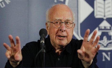 Professor Peter Higgs speaks during a news conference at the launch of The University of Edinburgh's new Higgs Centre for Theoretical Physic Professor Peter Higgs speaks during a news conference at the launch of The University of Edinburgh's new Higgs Centre for Theoretical Physic