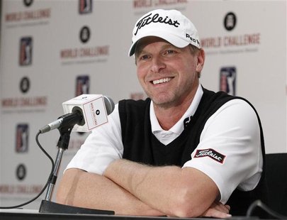 PGA golfer Steve Stricker answers a question about using a long putter during a media conference at the World Challenge golf tournament in T PGA golfer Steve Stricker answers a question about using a long putter during a media conference at the World Challenge golf tournament in T