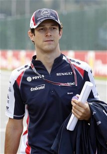 Williams Formula One driver Bruno Senna of Brazil arrives in the paddock ahead of the weekend's Belgian F1 Grand Prix in Spa Francorchamps A Williams Formula One driver Bruno Senna of Brazil arrives in the paddock ahead of the weekend's Belgian F1 Grand Prix in Spa Francorchamps A