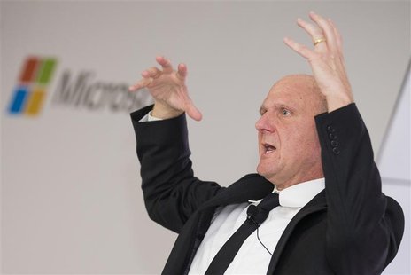 Microsoft CEO Steve Ballmer talks about Microsoft's "Schlaumaeuse" (Clever Mice) education software as it is being introduced on the Windows Microsoft CEO Steve Ballmer talks about Microsoft's "Schlaumaeuse" (Clever Mice) education software as it is being introduced on the Windows