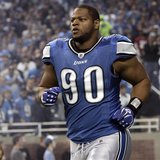 Detroit Lions defensive tackle Ndamukong Suh enters the field for the start of their NFL football game against the San Francisco 49ers in De