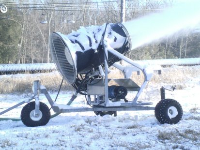 Snow making machine at ski area Snow making machine at ski area