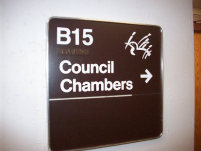Marshfield Council Chambers entry sign Marshfield Council Chambers entry sign