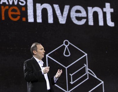 Amazon Senior Vice President Andy Jassy speaks during a keynote speech at the Re:Invent conference in Las Vegas, Nevada November 28, 2012. R Amazon Senior Vice President Andy Jassy speaks during a keynote speech at the Re:Invent conference in Las Vegas, Nevada November 28, 2012. R