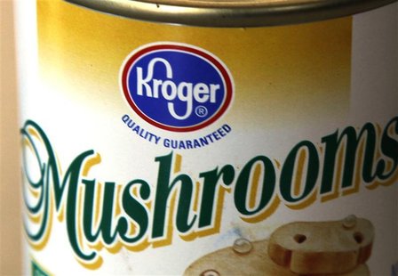 A can of Kroger brand mushrooms is displayed in Golden, Colorado September 15, 2009. REUTERS/Rick Wilking A can of Kroger brand mushrooms is displayed in Golden, Colorado September 15, 2009. REUTERS/Rick Wilking