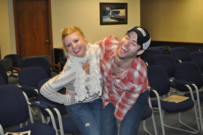 Cutting up after the concert!