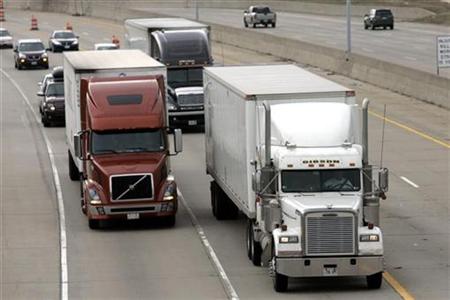 Trucks on freeway Trucks on freeway