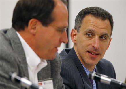 Federal Reserve Governor Jeremy Stein (R) listens as senior policy advisor at the Boston Federal Reserve Bank Jeffrey Fuhrer speaks at a mac Federal Reserve Governor Jeremy Stein (R) listens as senior policy advisor at the Boston Federal Reserve Bank Jeffrey Fuhrer speaks at a mac