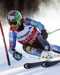 Ted Ligety of the U.S. skis to first place in the first run of the men's World Cup giant slalom ski race in Beaver Creek, Colorado December Ted Ligety of the U.S. skis to first place in the first run of the men's World Cup giant slalom ski race in Beaver Creek, Colorado December