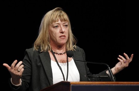 Professor Jody Williams, 1997 Nobel Peace Prize winner, speaks during the opening ceremonies of the 12th World Summit of Nobel Peace Laureat Professor Jody Williams, 1997 Nobel Peace Prize winner, speaks during the opening ceremonies of the 12th World Summit of Nobel Peace Laureat