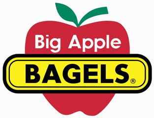 Big Apple Bagels logo is shown in a stock image. Big Apple Bagels logo is shown in a stock image.