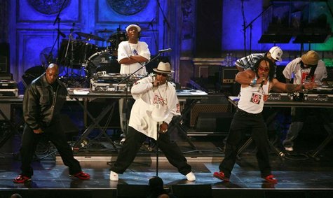 Inductees Grandmaster Flash (Joseph Saddler) (back) and The Furious Five perform during the 22nd annual Rock and Roll Hall of Fame induction Inductees Grandmaster Flash (Joseph Saddler) (back) and The Furious Five perform during the 22nd annual Rock and Roll Hall of Fame induction