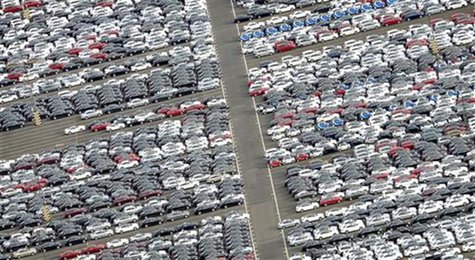 Cars for export stand in a parking area at a shipping terminal in the harbour of the northern German town of Bremerhaven, late October 8, 20 Cars for export stand in a parking area at a shipping terminal in the harbour of the northern German town of Bremerhaven, late October 8, 20