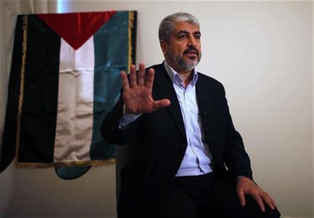 Hamas leader Khaled Meshaal talks during his interview with Reuters in Doha November 29, 2012. PALESTINIANS-MESHAAL REUTERS/Ahmed Jadallah Hamas leader Khaled Meshaal talks during his interview with Reuters in Doha November 29, 2012. PALESTINIANS-MESHAAL REUTERS/Ahmed Jadallah