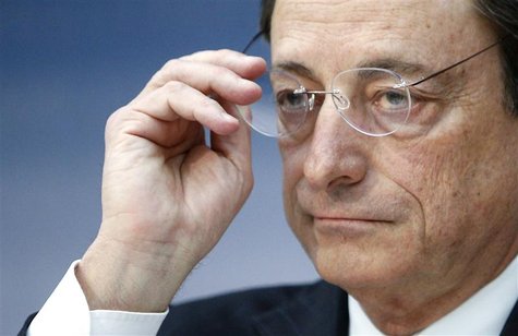 European Central Bank (ECB) President Mario Draghi takes off his glasses during the monthly ECB news conference in Frankfurt December 6, 201 European Central Bank (ECB) President Mario Draghi takes off his glasses during the monthly ECB news conference in Frankfurt December 6, 201