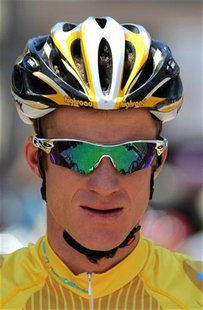 Michael Rogers sits wearing the leader's golden jersey at the start line for the eighth and final stage of the Tour of California cycling ra Michael Rogers sits wearing the leader's golden jersey at the start line for the eighth and final stage of the Tour of California cycling ra
