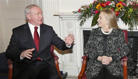 U.S. Secretary of State Hillary Clinton meets with Northern Ireland's Deputy First Minister Martin McGuinness at Stormont Castle in Belfast U.S. Secretary of State Hillary Clinton meets with Northern Ireland's Deputy First Minister Martin McGuinness at Stormont Castle in Belfast