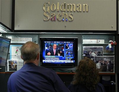 Traders work in the Goldman Sachs stall on the floor of the New York Stock Exchange July 16, 2010. REUTERS/Brendan McDermid Traders work in the Goldman Sachs stall on the floor of the New York Stock Exchange July 16, 2010. REUTERS/Brendan McDermid