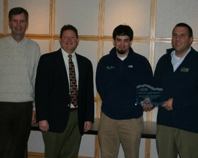 Representative of the Outdoor Discovery Center Macatawa Greenway accept the Macatawa Area Coordinating Council's Watershed Stakeholder of the Year Award in a ceremony at Herrick District Library on Dec. 6, 2012. Pictured from left to right: Greg Holcombe, ODCMG Board Member; Steve Bulthuis, MACC Executive Director; Dan Callam, ODCMG Watershed Technician; Travis Williams, ODCMG Executive Director. Representative of the Outdoor Discovery Center Macatawa Greenway accept the Macatawa Area Coordinating Council's Watershed Stakeholder of the Year Award in a ceremony at Herrick District Library on Dec. 6, 2012. Pictured from left to right: Greg Holcombe, ODCMG Board Member; Steve Bulthuis, MACC Executive Director; Dan Callam, ODCMG Watershed Technician; Travis Williams, ODCMG Executive Director.