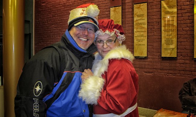 Dave Kallaway & Mrs. Claus at the Great Hall Warming Party..right after the Wausau Holiday Parade!