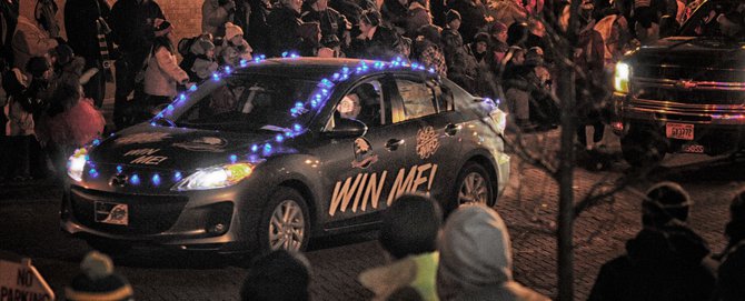 Tony Waitekus driving the car we give away Thursday! The Mazda 3 from Fred Mueller!