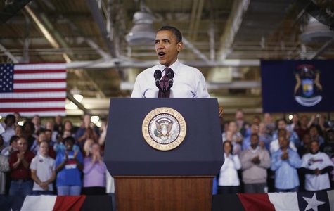U.S. President Barack Obama delivers remarks after his tour of the Daimler Detroit Diesel plant in Redford, Michigan, December 10, 2012. REU U.S. President Barack Obama delivers remarks after his tour of the Daimler Detroit Diesel plant in Redford, Michigan, December 10, 2012. REU