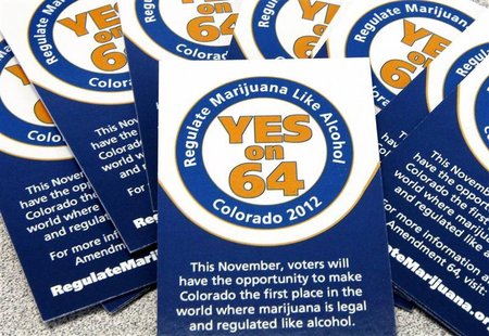 Cards supporting Amendment 64 are seen in campaign offices in Denver, Colorado, May 25, 2012. REUTERS/Rick Wilking Cards supporting Amendment 64 are seen in campaign offices in Denver, Colorado, May 25, 2012. REUTERS/Rick Wilking