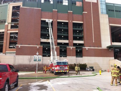 Crews respond to fire at Lambeau Field on 12-12-12. Crews respond to fire at Lambeau Field on 12-12-12.