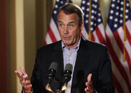 U.S. House Speaker John Boehner (R-OH) speaks to the media outside his office on Capitol Hill in Washington, December 7, 2012. REUTERS/Yuri U.S. House Speaker John Boehner (R-OH) speaks to the media outside his office on Capitol Hill in Washington, December 7, 2012. REUTERS/Yuri