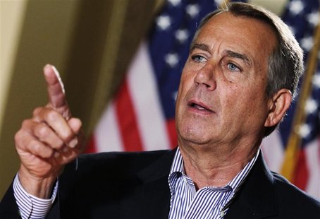 U.S. House Speaker John Boehner (R-OH) speaks to the media outside his office on Capitol Hill in Washington, December 7, 2012. REUTERS/Yuri U.S. House Speaker John Boehner (R-OH) speaks to the media outside his office on Capitol Hill in Washington, December 7, 2012. REUTERS/Yuri