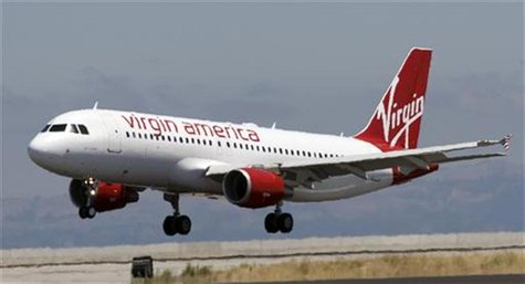 The first Virgin America flight lands in San Francisco, California, August 8, 2007. REUTERS/John Decker Virgin America/Pool The first Virgin America flight lands in San Francisco, California, August 8, 2007. REUTERS/John Decker Virgin America/Pool