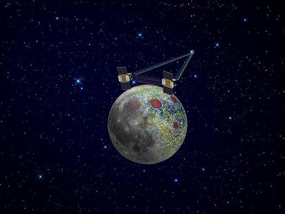 An artist's rendering of twin GRAIL spacecraft in orbit around the moon is shown in a NASA handout received by Reuters January 17, 2012. Reu An artist's rendering of twin GRAIL spacecraft in orbit around the moon is shown in a NASA handout received by Reuters January 17, 2012. Reu
