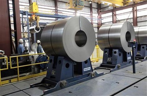 Rolled steel after being treated on the pickle line are seen at the Severstal steel mill in Dearborn, Michigan June 21, 2012. REUTERS/Rebecc Rolled steel after being treated on the pickle line are seen at the Severstal steel mill in Dearborn, Michigan June 21, 2012. REUTERS/Rebecc