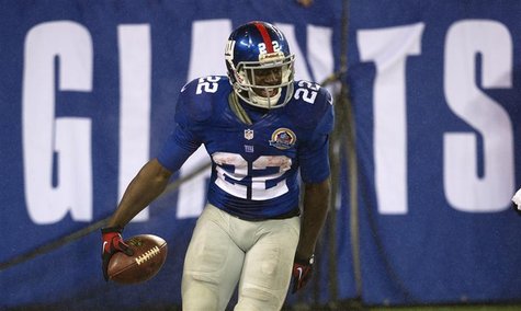 New York Giants running back David Wilson reacts in the end zone after he scored a touchdown against the New Orleans Saints in the fourth qu New York Giants running back David Wilson reacts in the end zone after he scored a touchdown against the New Orleans Saints in the fourth qu