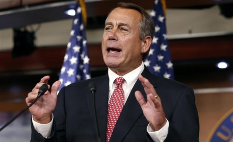 Speaker of the U.S. House of Representatives John Boehner speaks to reporters in the Capitol in Washington December 13, 2012. REUTERS/Kevin Speaker of the U.S. House of Representatives John Boehner speaks to reporters in the Capitol in Washington December 13, 2012. REUTERS/Kevin