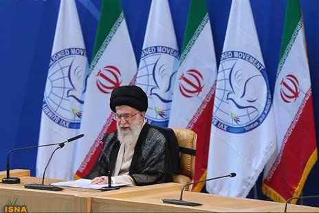 Iran's Supreme Leader Ayatollah Ali Khamenei speaks during the 16th summit of the Non-Aligned Movement in Tehran, August 30, 2012. REUTERS/H Iran's Supreme Leader Ayatollah Ali Khamenei speaks during the 16th summit of the Non-Aligned Movement in Tehran, August 30, 2012. REUTERS/H