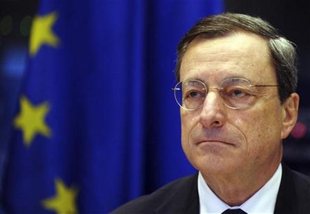 European Central Bank (ECB) President Mario Draghi addresses a news conference at the European parliament in Brussels December 17, 2012. REU European Central Bank (ECB) President Mario Draghi addresses a news conference at the European parliament in Brussels December 17, 2012. REU