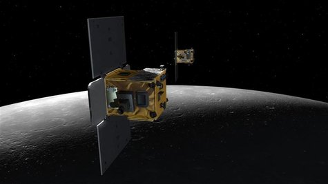 An artist's depiction shows the twin spacecraft (Ebb and Flow) that comprise NASA's Gravity Recovery And Interior Laboratory (GRAIL) mission An artist's depiction shows the twin spacecraft (Ebb and Flow) that comprise NASA's Gravity Recovery And Interior Laboratory (GRAIL) mission