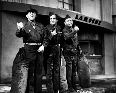 Actors Moe Howard (L), Larry Fine and Curly Howard, members of the comedy team The Three Stooges, are shown in this 1946 publicity photo fro Actors Moe Howard (L), Larry Fine and Curly Howard, members of the comedy team The Three Stooges, are shown in this 1946 publicity photo fro