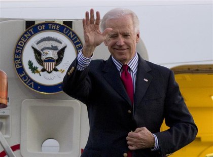 U.S. Vice President Joe Biden waves as he arrives at the Benito Juarez International airport in Mexico City, November 30, 2012. REUTERS/Edua U.S. Vice President Joe Biden waves as he arrives at the Benito Juarez International airport in Mexico City, November 30, 2012. REUTERS/Edua