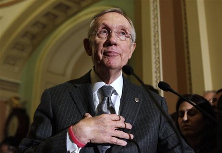 Senate Majority Leader Harry Reid (D-NV) speaks to the media about the "fiscal cliff" on Capitol Hill in Washington December 18, 2012. REUTE Senate Majority Leader Harry Reid (D-NV) speaks to the media about the "fiscal cliff" on Capitol Hill in Washington December 18, 2012. REUTE