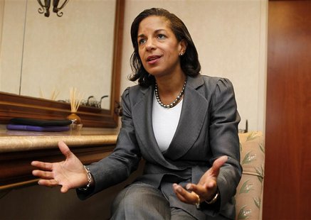 United States Ambassador to the United Nations Susan Rice speaks with Reuters at the B'Nai Torah Congregation in Boca Raton, Florida, in thi United States Ambassador to the United Nations Susan Rice speaks with Reuters at the B'Nai Torah Congregation in Boca Raton, Florida, in thi