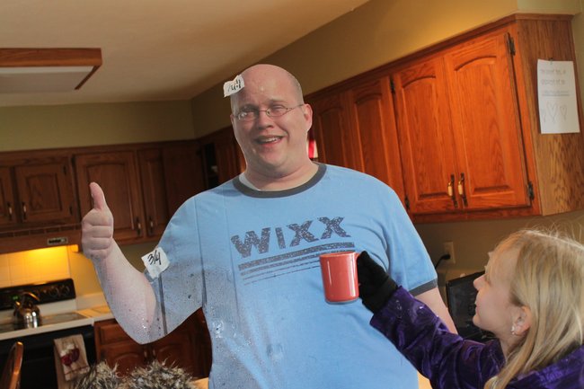They invite him in for hot chocolate