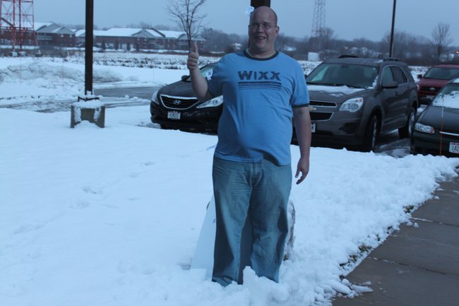 Not much snow on the Otis-ometer in the end. We though we'd get at least an eighth or a maybe a fourth Otis today.