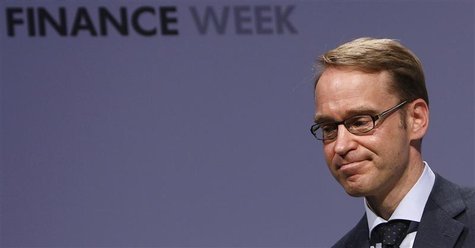 President of German Bundesbank Jens Weidmann reacts on the podium during the Frankfurt Euro Finance Week in Frankfurt November 19, 2012. REU President of German Bundesbank Jens Weidmann reacts on the podium during the Frankfurt Euro Finance Week in Frankfurt November 19, 2012. REU