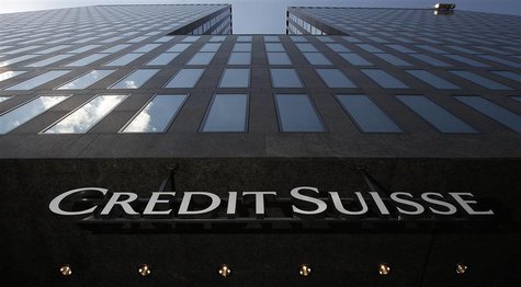 A logo is seen in front of a Credit Suisse building in Zurich, May 4, 2012. REUTERS/Christian Hartmann A logo is seen in front of a Credit Suisse building in Zurich, May 4, 2012. REUTERS/Christian Hartmann