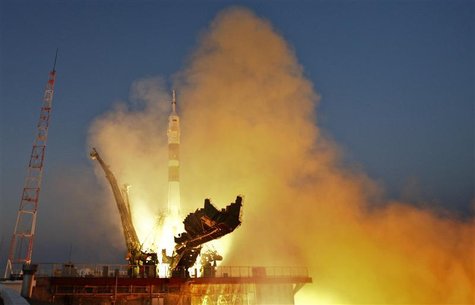The Soyuz TMA-07M spacecraft carrying the International Space Station (ISS) crew of U.S. astronaut Thomas Marshburn, Russian cosmonaut Roman The Soyuz TMA-07M spacecraft carrying the International Space Station (ISS) crew of U.S. astronaut Thomas Marshburn, Russian cosmonaut Roman