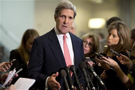 U.S. Senator John Kerry (D-MA), Chairman of the Senate Foreign Relations Committee, speaks to reporters about the attack on the U.S. consula U.S. Senator John Kerry (D-MA), Chairman of the Senate Foreign Relations Committee, speaks to reporters about the attack on the U.S. consula