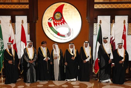 Dignitaries pose for a group photo prior to the start of the Gulf Cooperation Council (GCC) Summit at Sakhir Palace in Sakhir south of Manam Dignitaries pose for a group photo prior to the start of the Gulf Cooperation Council (GCC) Summit at Sakhir Palace in Sakhir south of Manam